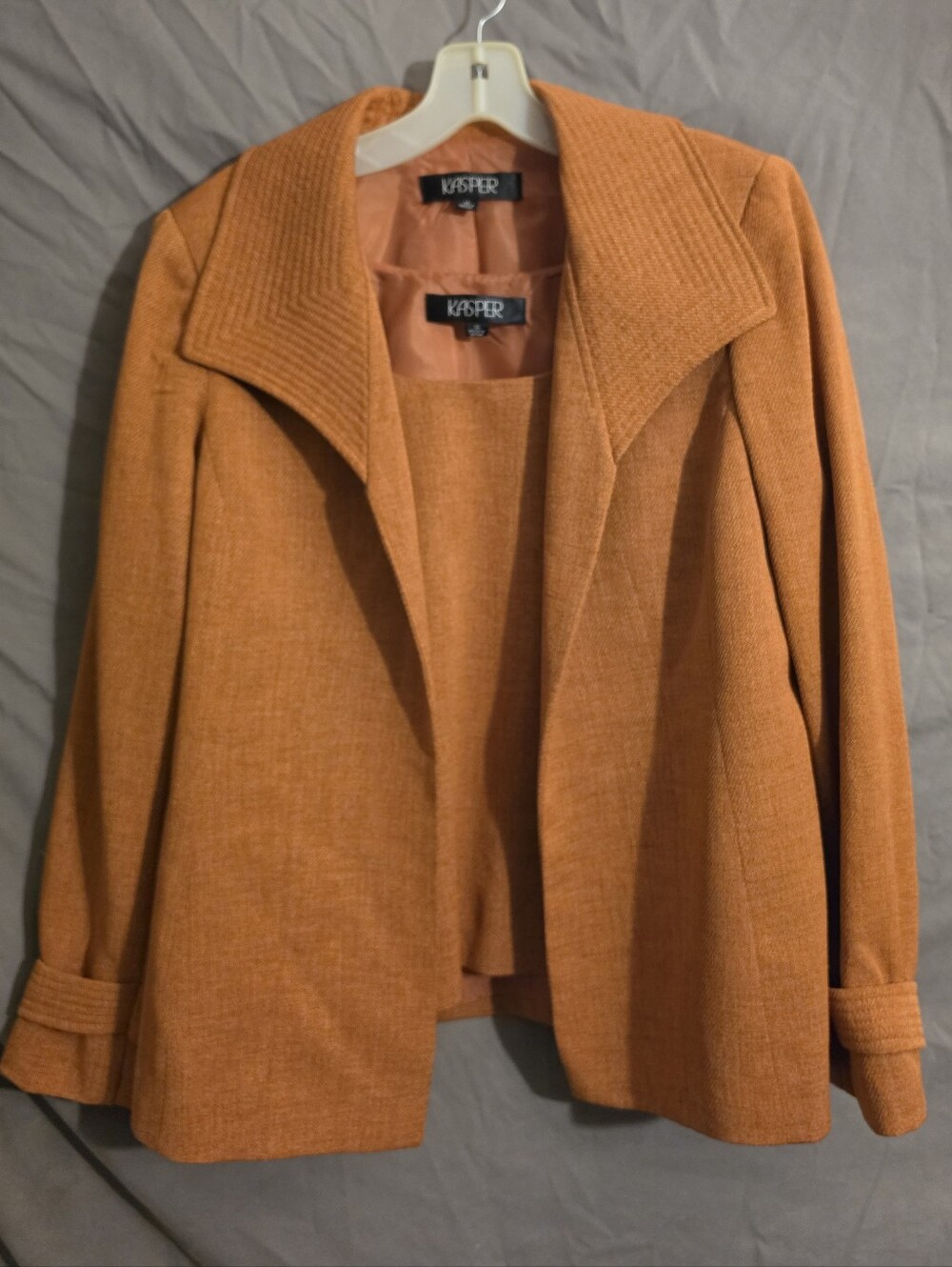 Kasper Women's Orange Open-Front Blazer with Wide Folded Collar